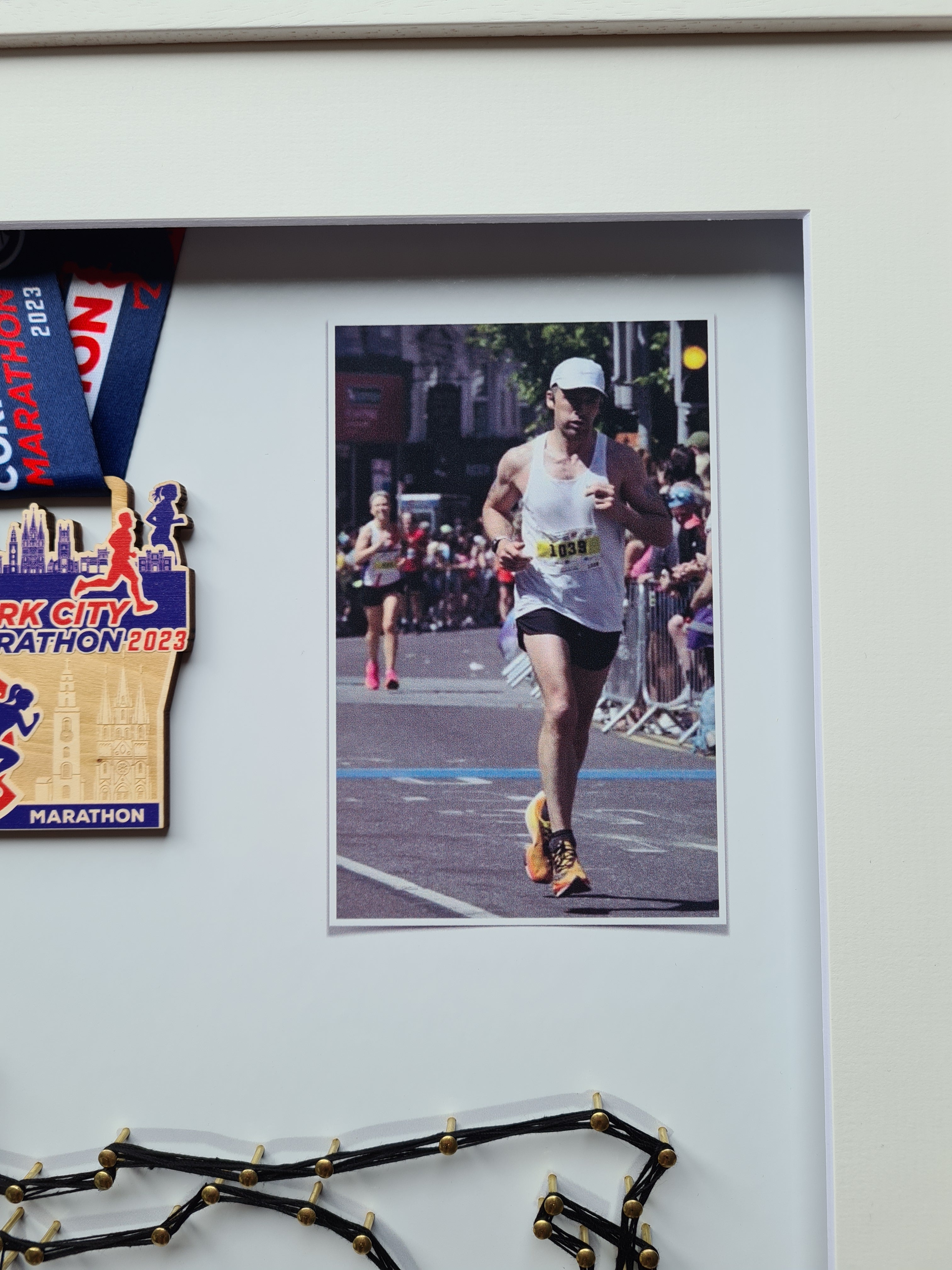 Framed Marathon Medal with String Route – All Strings Attached