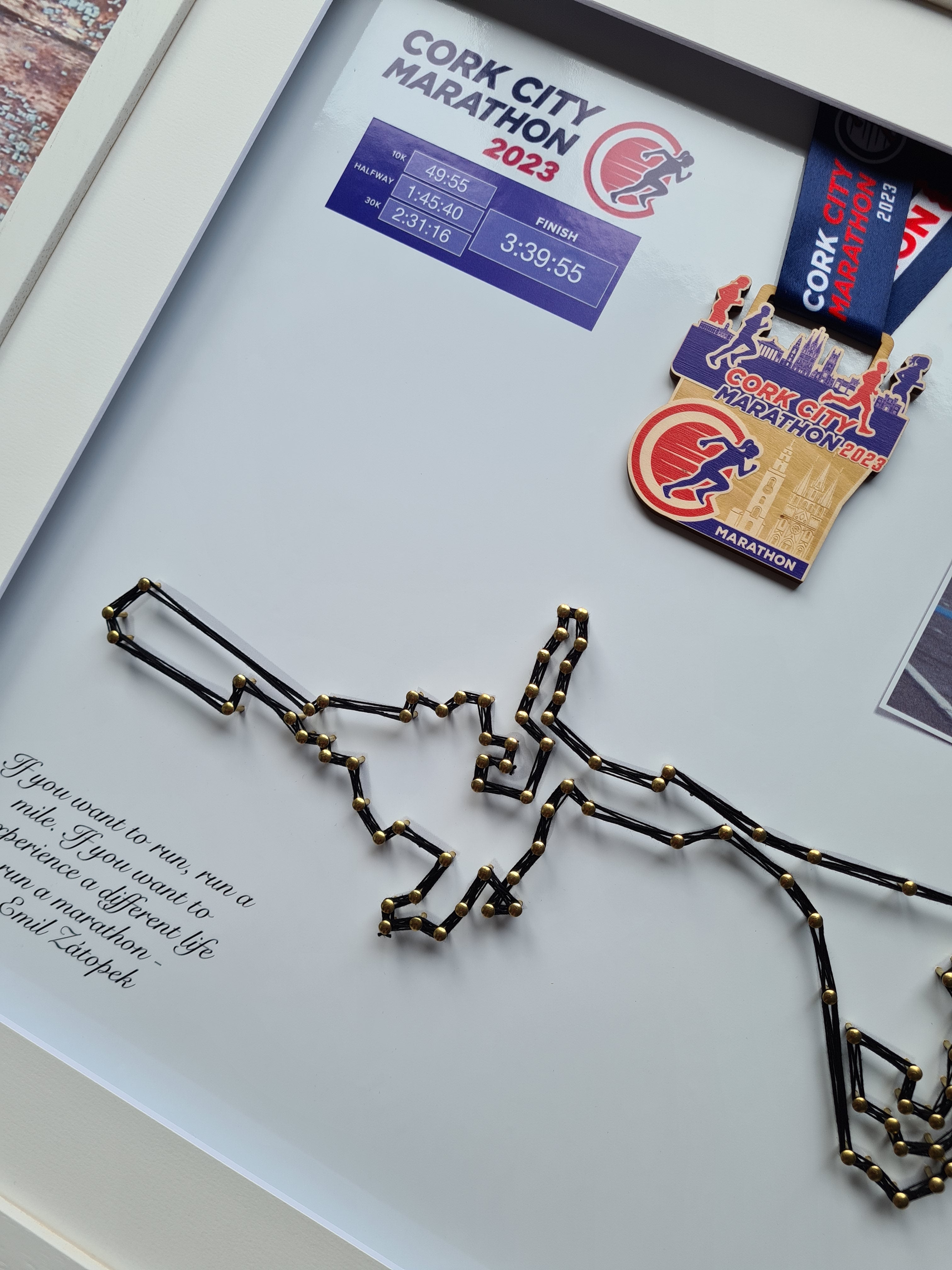 Framed Marathon Medal with String Route – All Strings Attached
