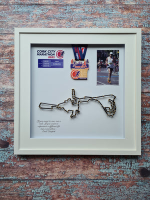 Framed Marathon Medal with String Route