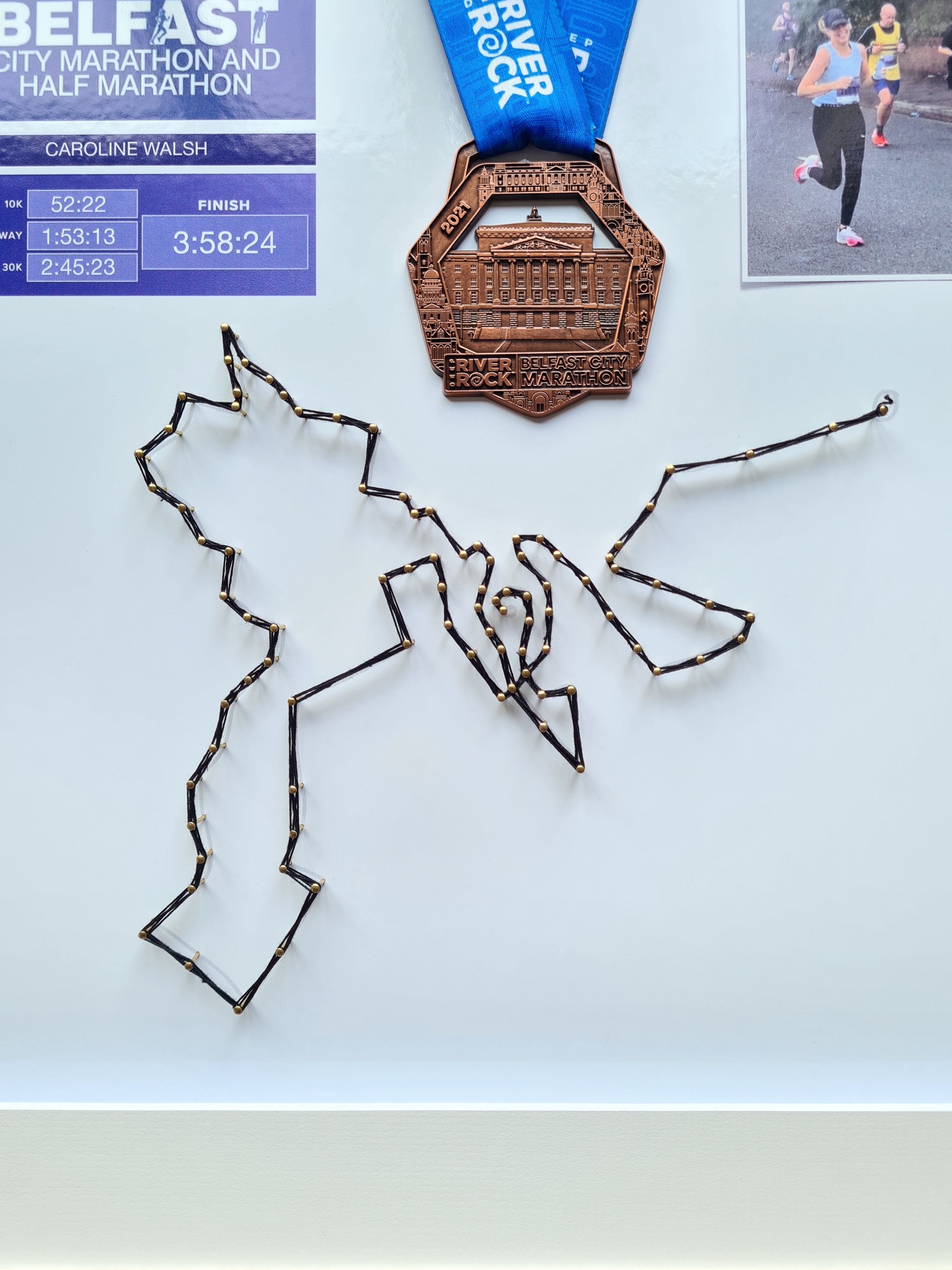Framed Marathon Medal with String Route – All Strings Attached
