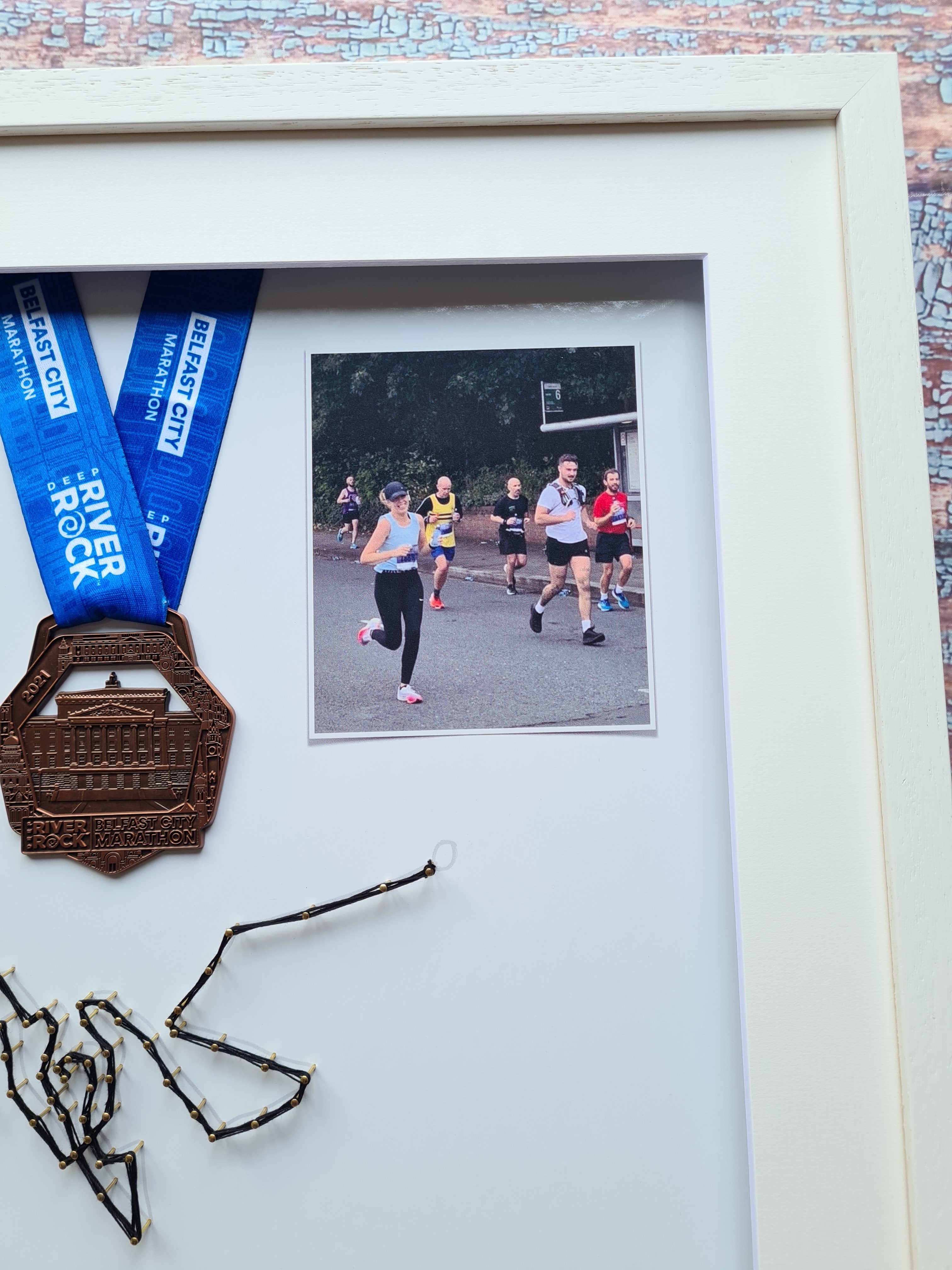 Framed Marathon Medal with String Route – All Strings Attached