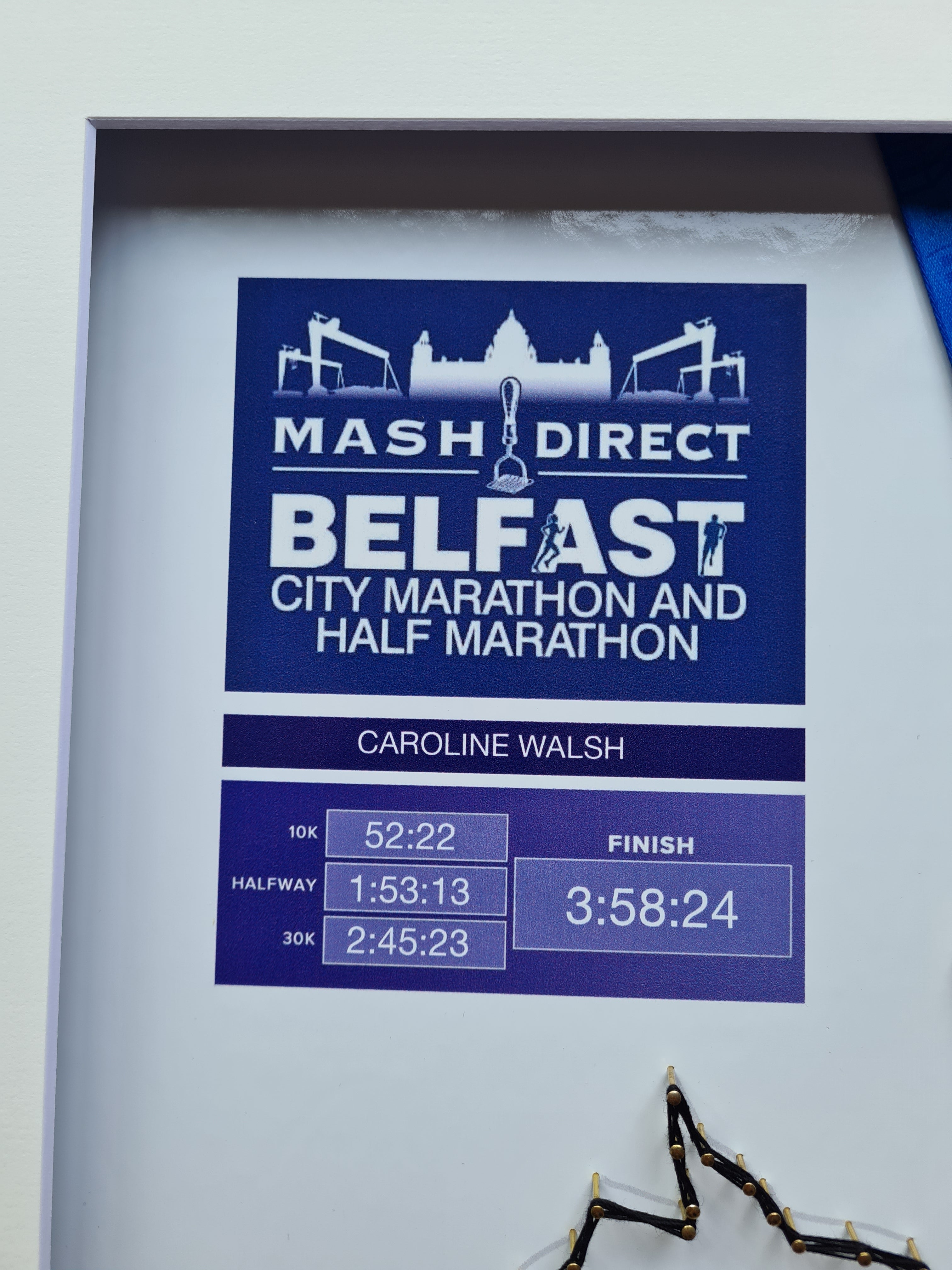 Framed Marathon Medal with String Route – All Strings Attached