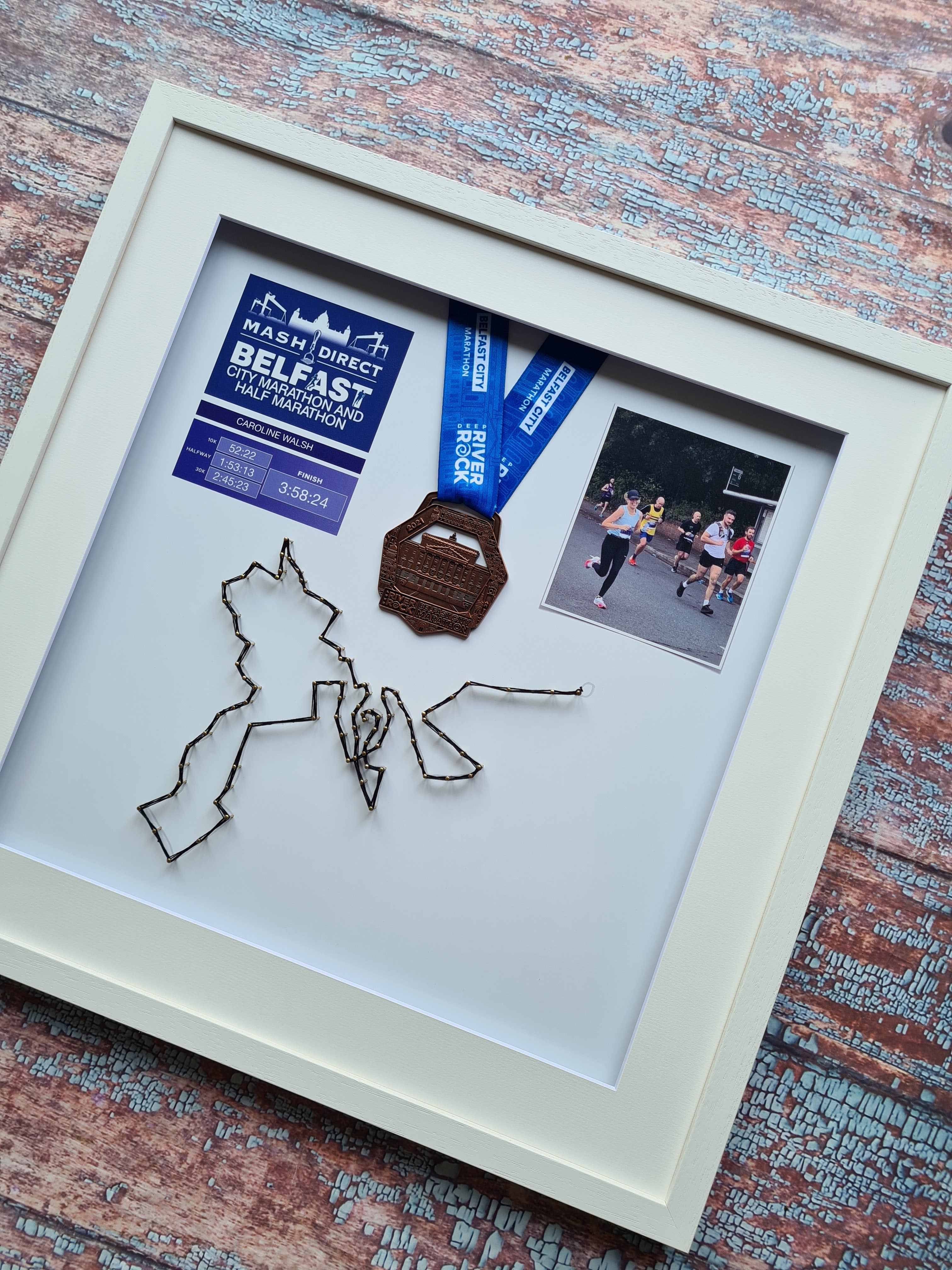 Framed Marathon Medal with String Route – All Strings Attached