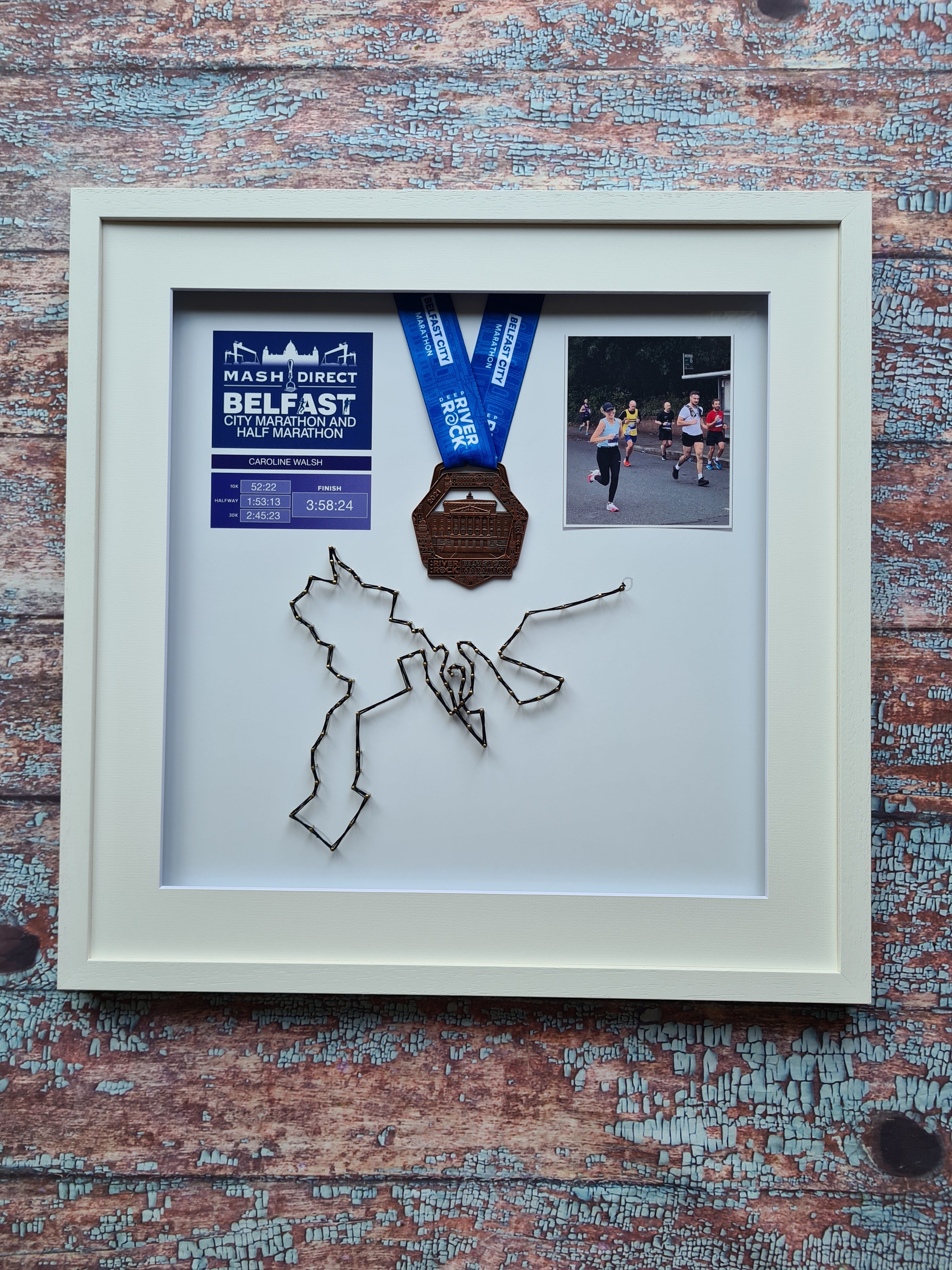 Framed Marathon Medal with String Route – All Strings Attached