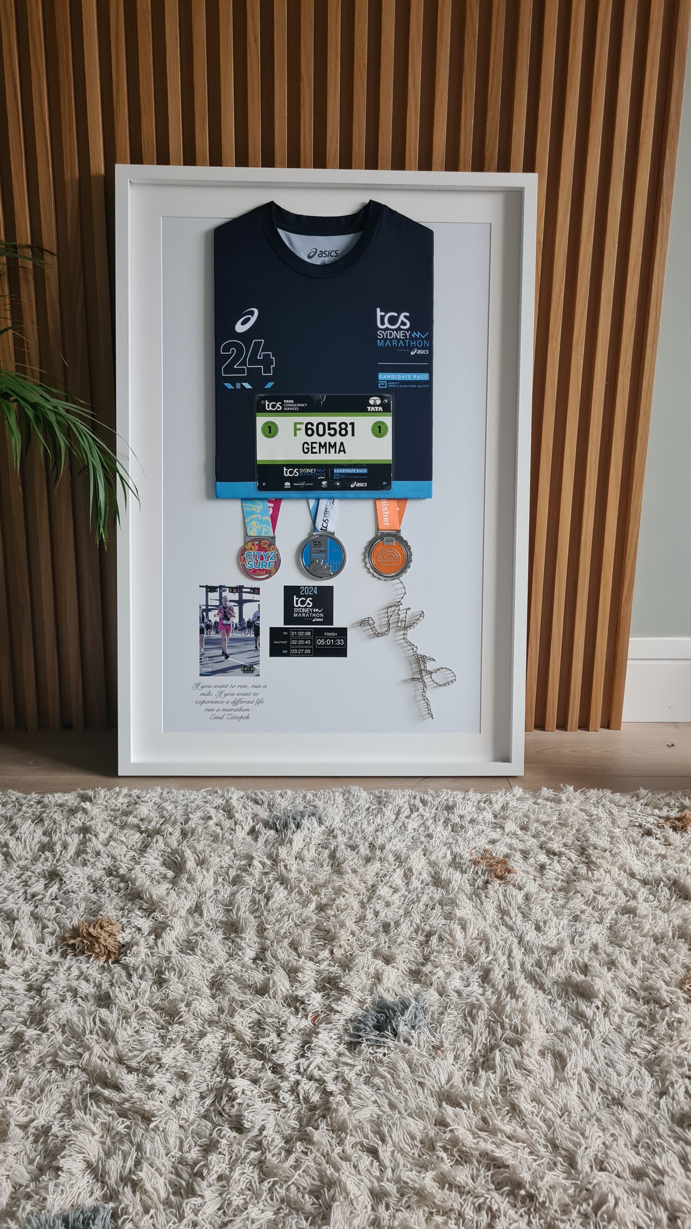 Framed Marathon Jersey & Medal with String Route