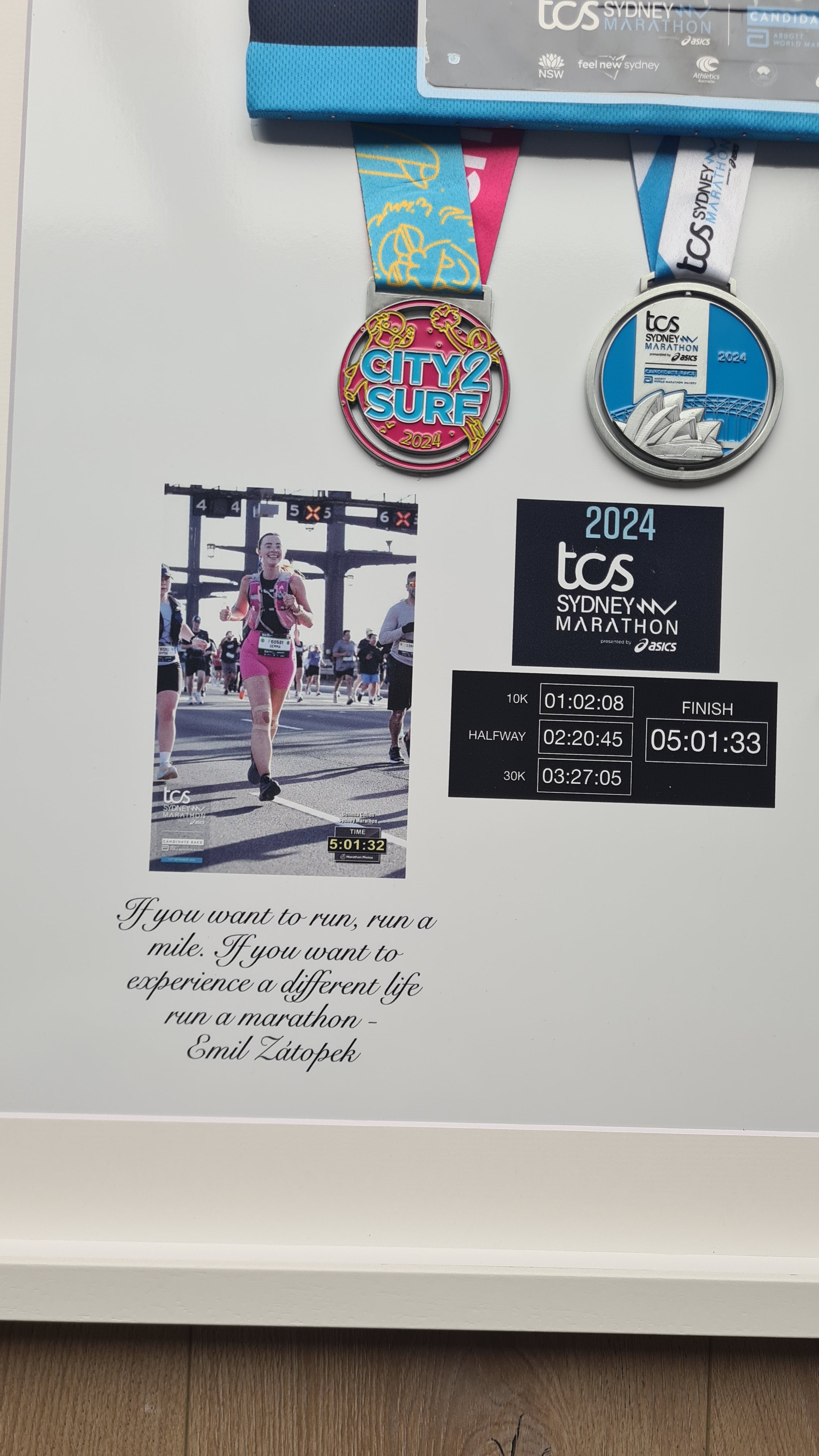 Framed Marathon Jersey & Medal with String Route