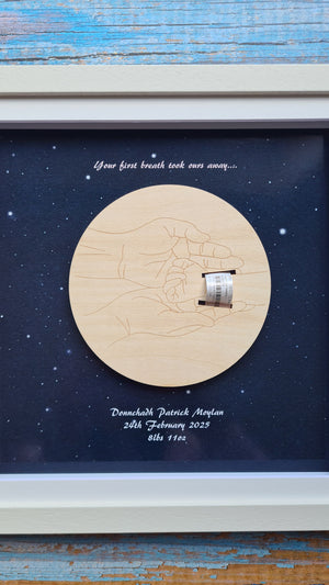 Baby's hospital wristband framed