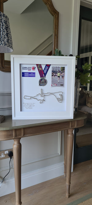 Framed Marathon Medal with String Route