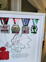 Framed Ironman Medals with Stringart Ironman Logo