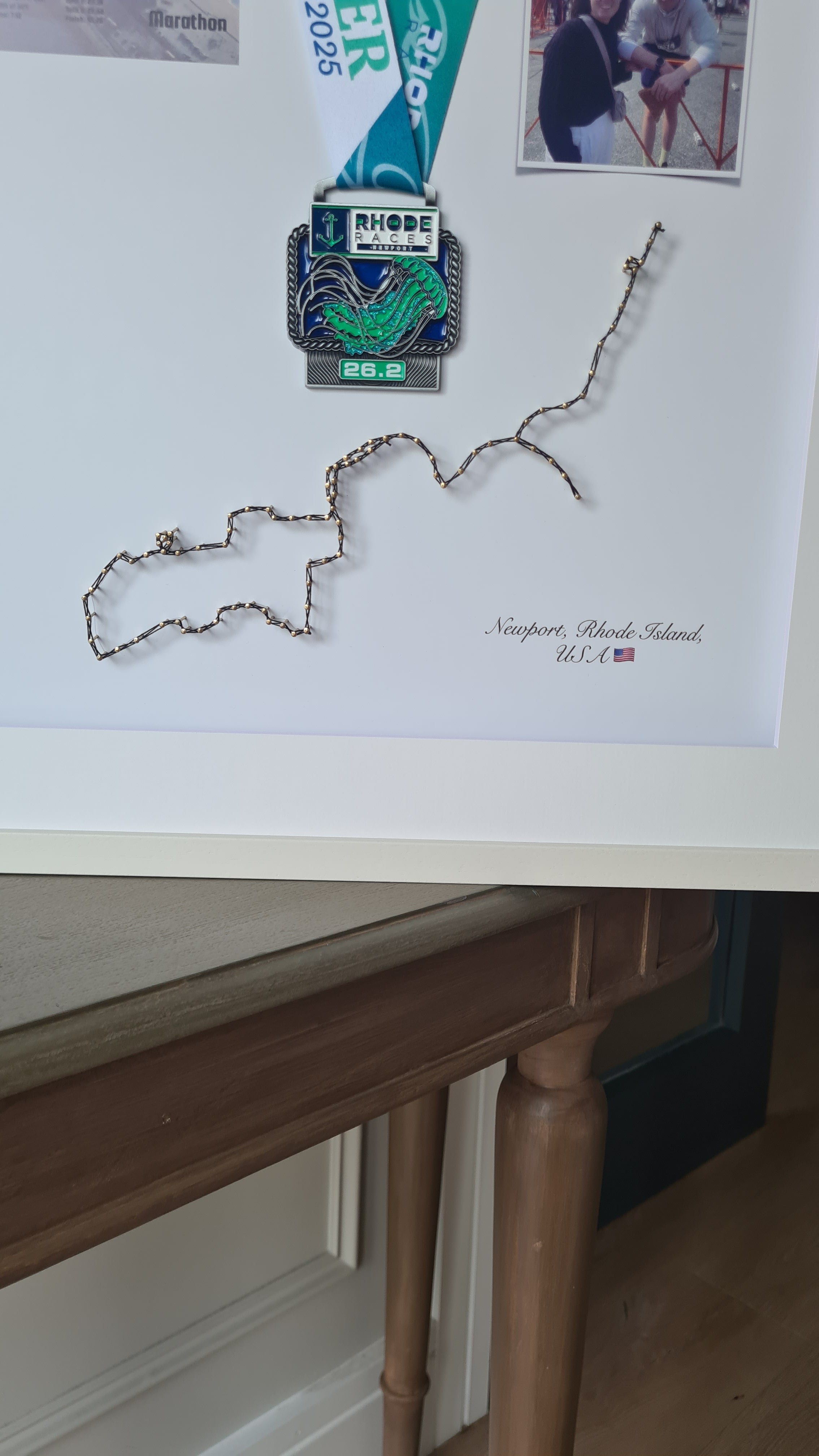 Framed Marathon Medal with String Route