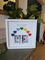 Personalised Dog Remembrance Gift with Rainbow Coloured String Hearts