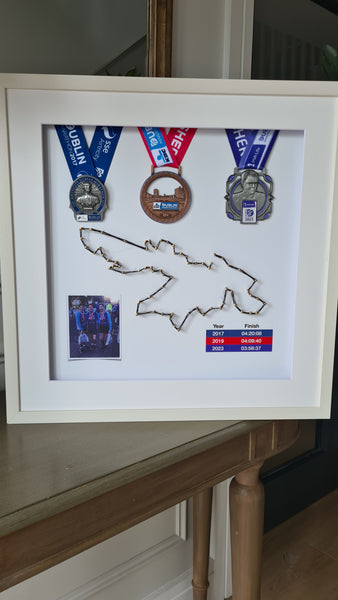 Framed Marathon Medal with String Route – All Strings Attached