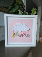 Personalised Baby Girl Cloud (Pink sky background)
