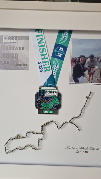 Framed Marathon Medal with String Route – All Strings Attached