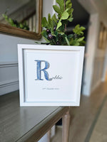 Bespoke Baby Gift Frame with Personalised Name in Two Toned String.