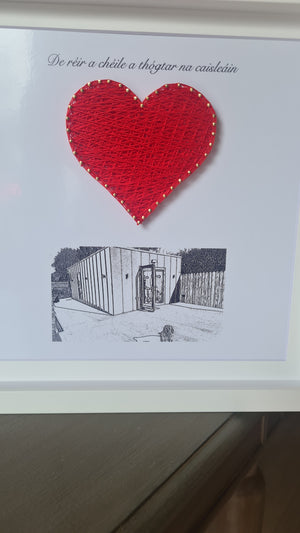 Housewarming gift with sketch graphic of new home