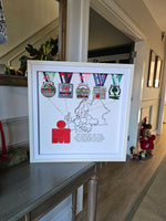 Framed Ironman Medals with Stringart Ironman Logo