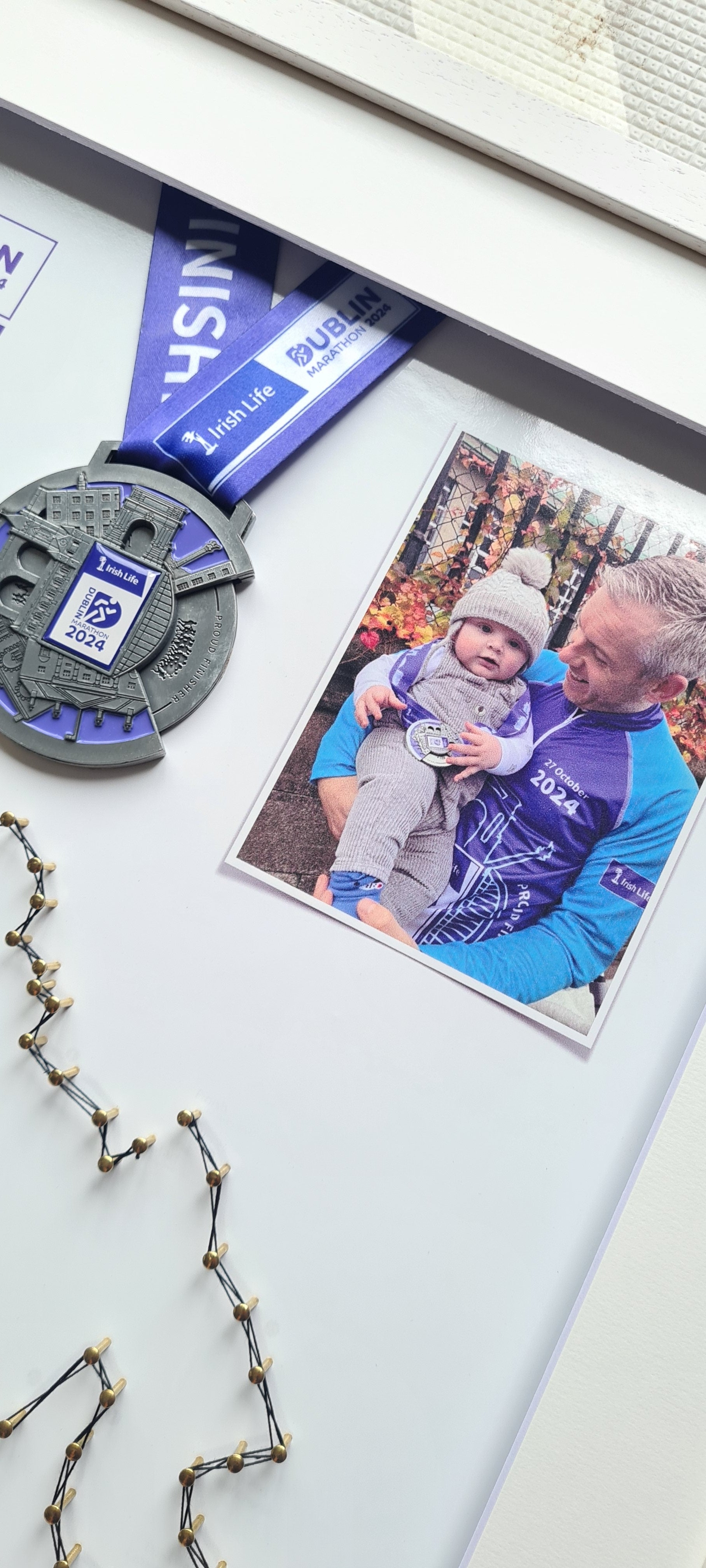 Framed Marathon Medal with String Route – All Strings Attached