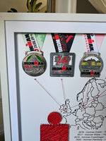 Framed Ironman Medals with Stringart Ironman Logo