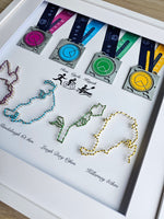 Quest Adventure Races Framed Medals with String Map Routes