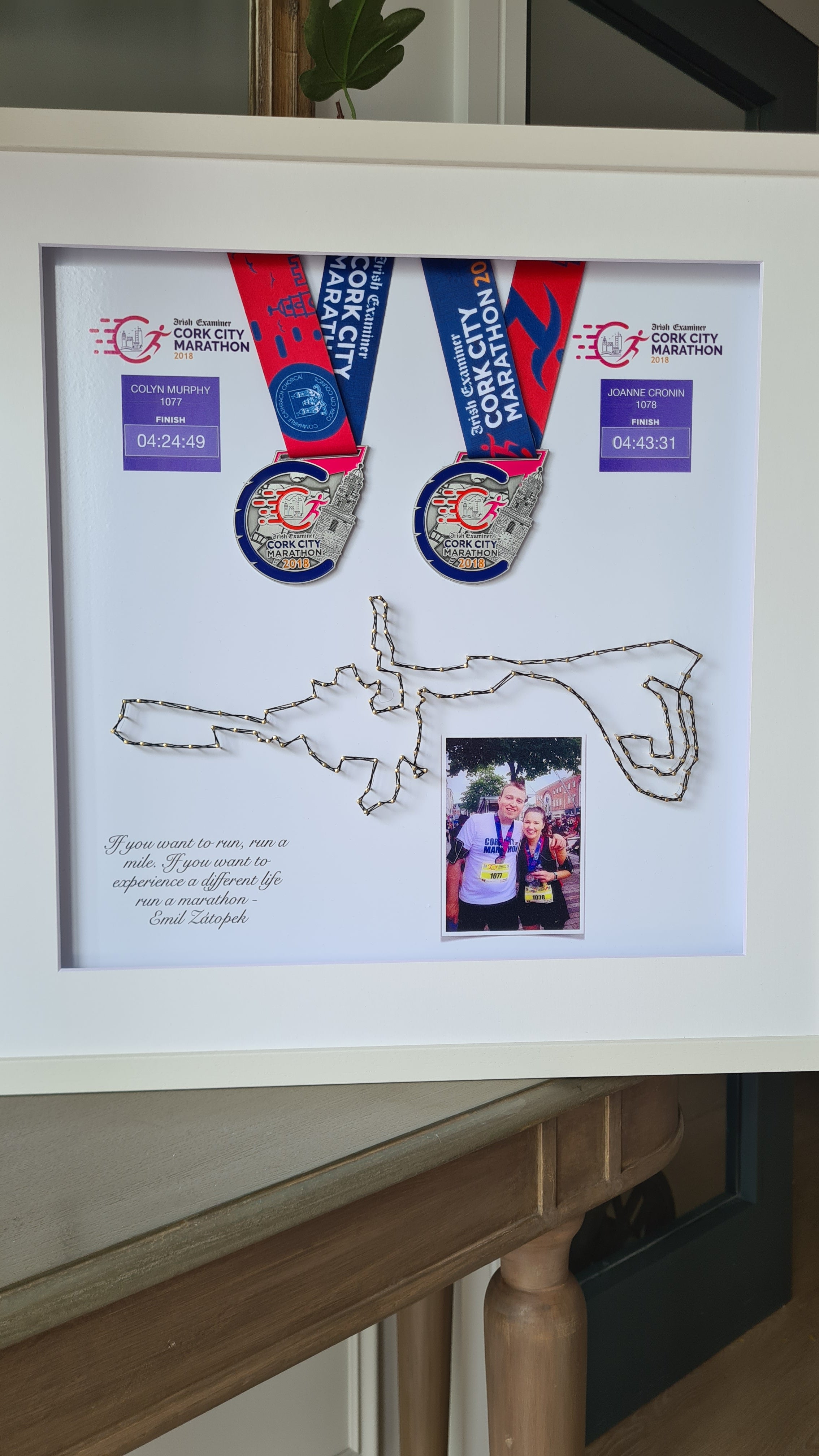 Framed Marathon Medal with String Route – All Strings Attached