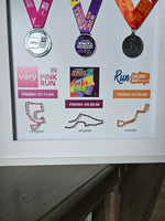 10k Running Race Medals Over Stringart Routes