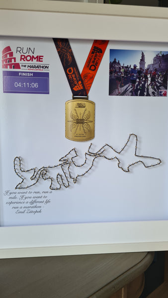 Framed Marathon Medal with String Route – All Strings Attached