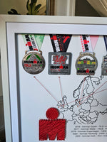 Framed Ironman Medals with Stringart Ironman Logo