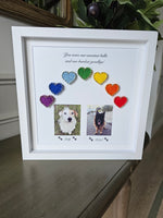 Personalised Dog Remembrance Gift with Rainbow Coloured String Hearts