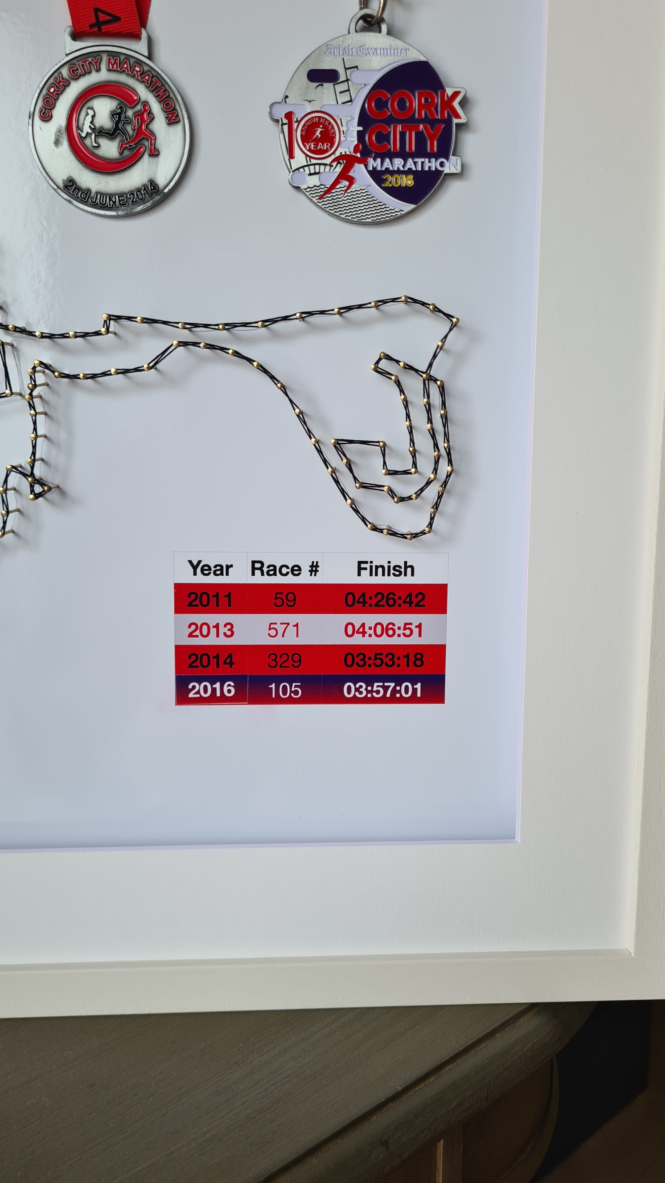 Framed Marathon Medal with String Route – All Strings Attached
