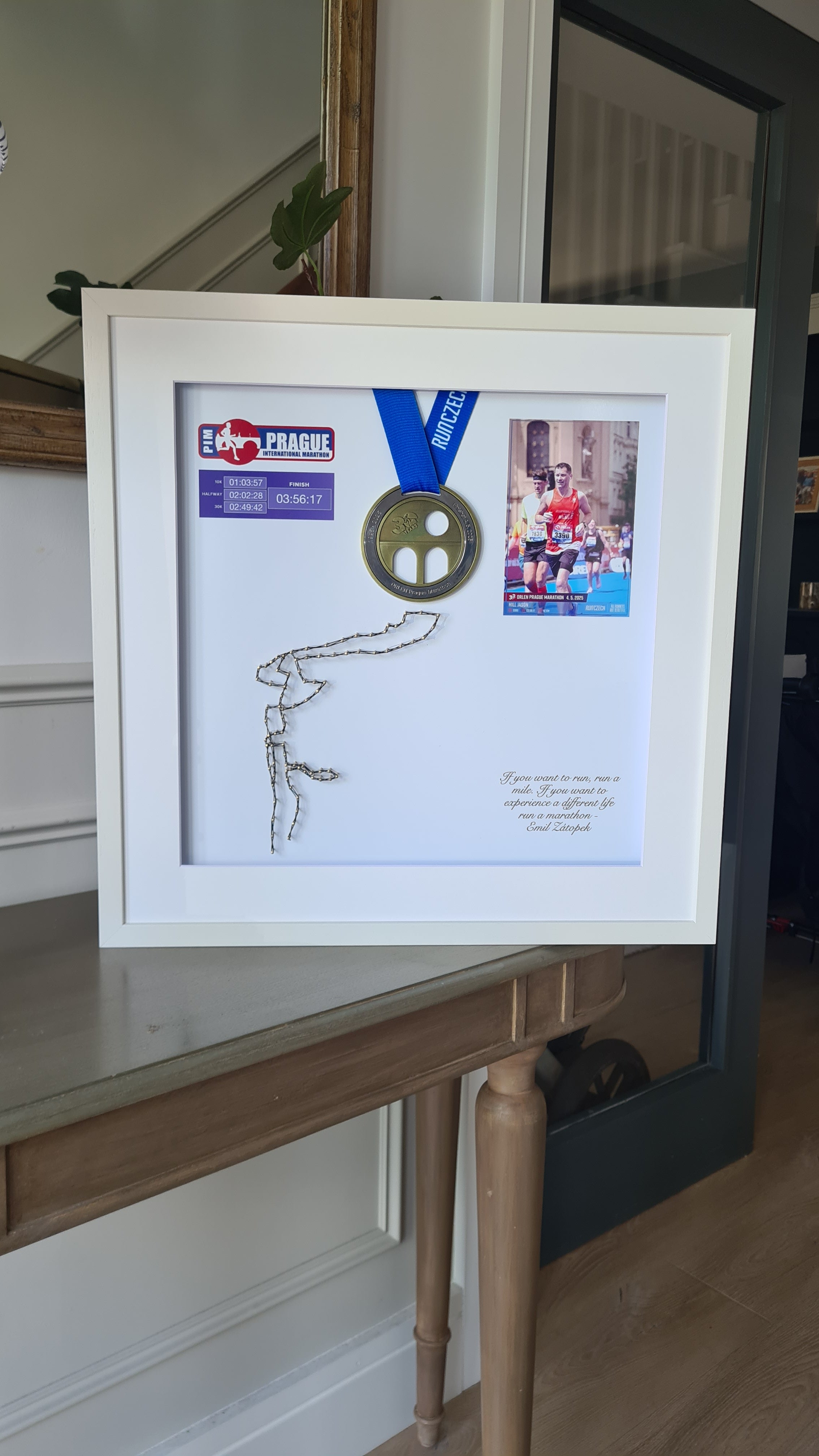 Framed Marathon Medal with String Route – All Strings Attached