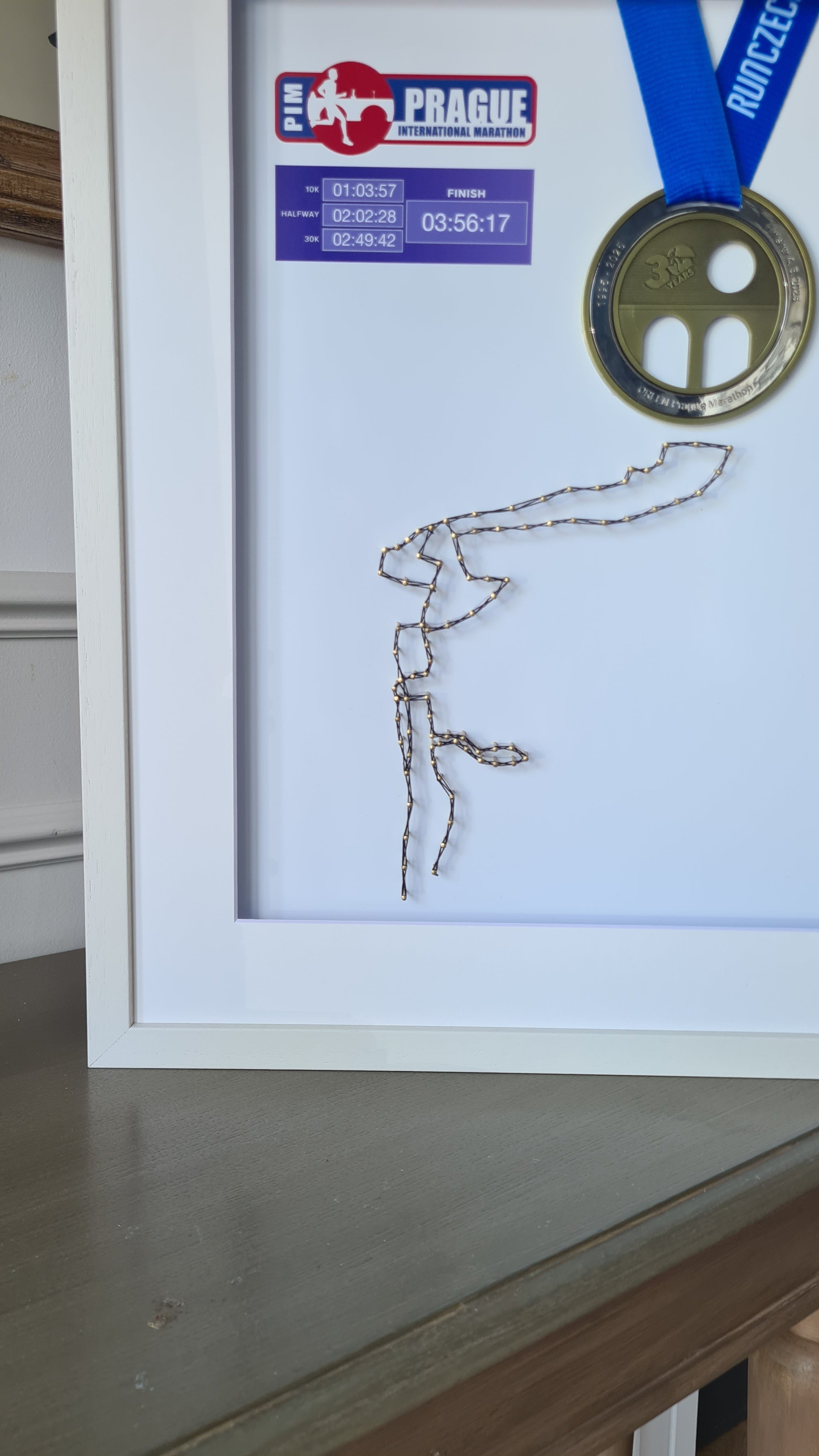 Framed Marathon Medal with String Route