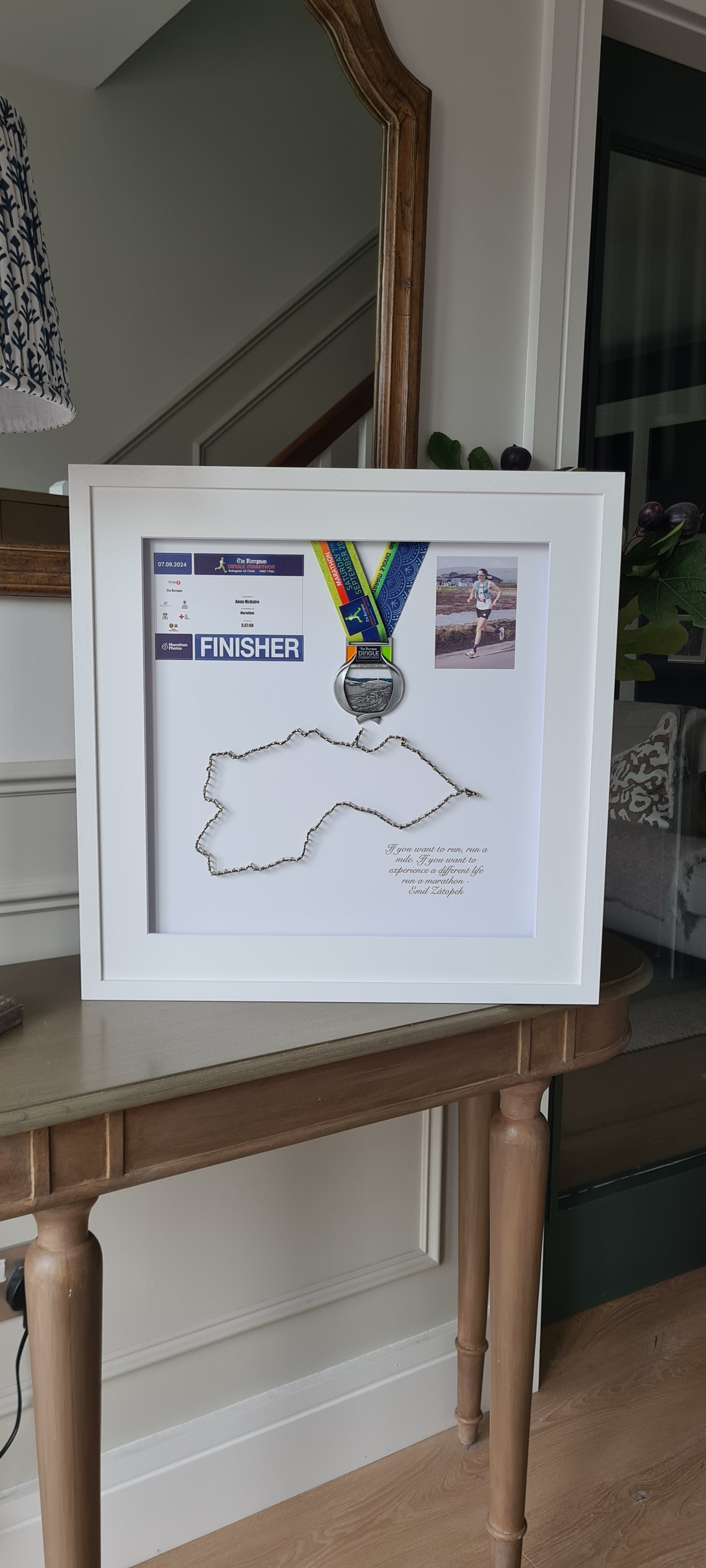 Framed Marathon Medal with String Route