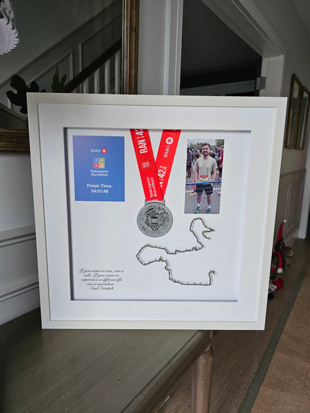 Framed Marathon Medal with String Route – All Strings Attached