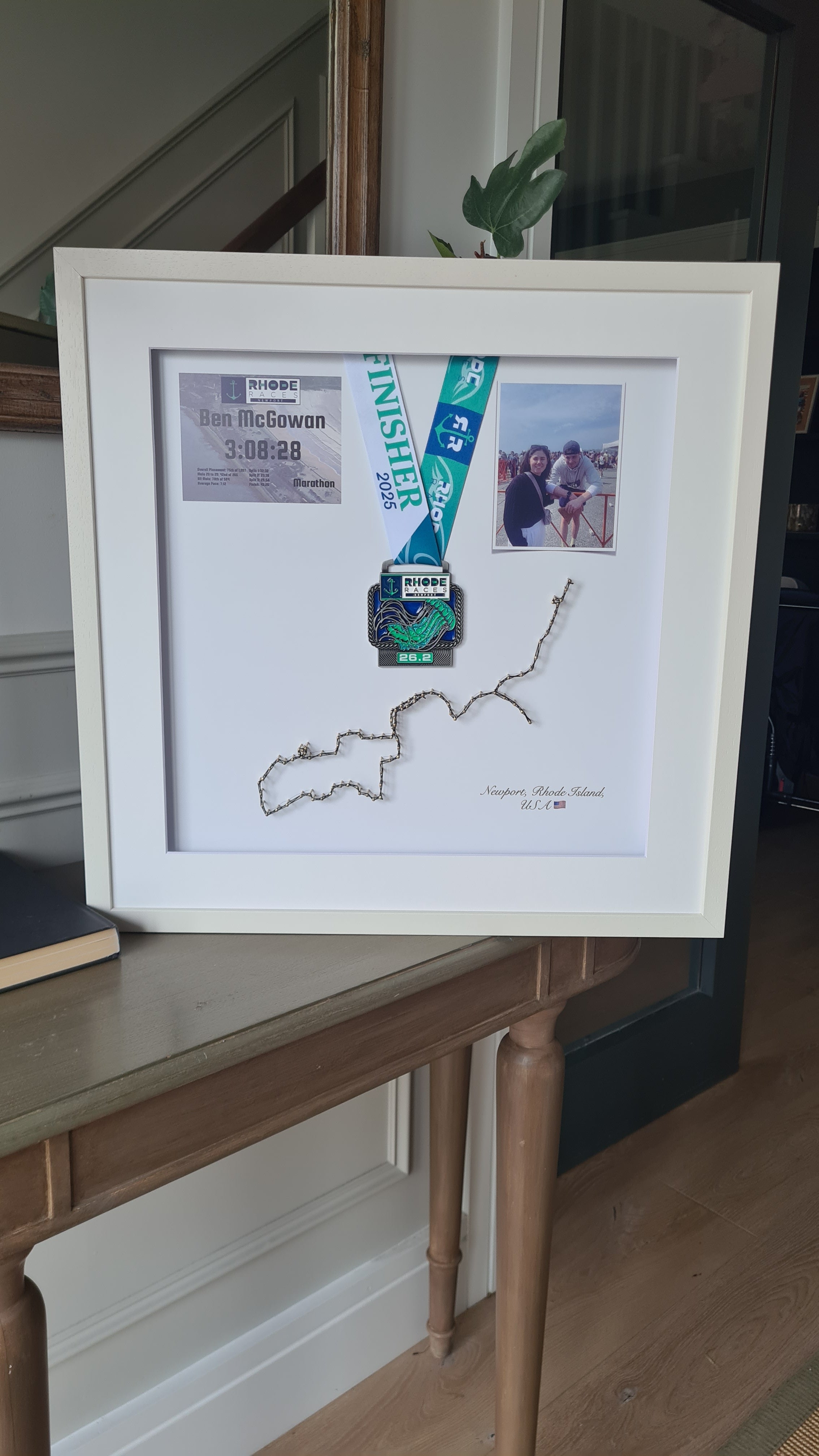Framed Marathon Medal with String Route