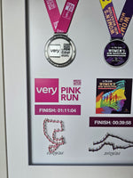 10k Running Race Medals Over Stringart Routes