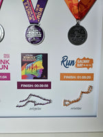 10k Running Race Medals Over Stringart Routes