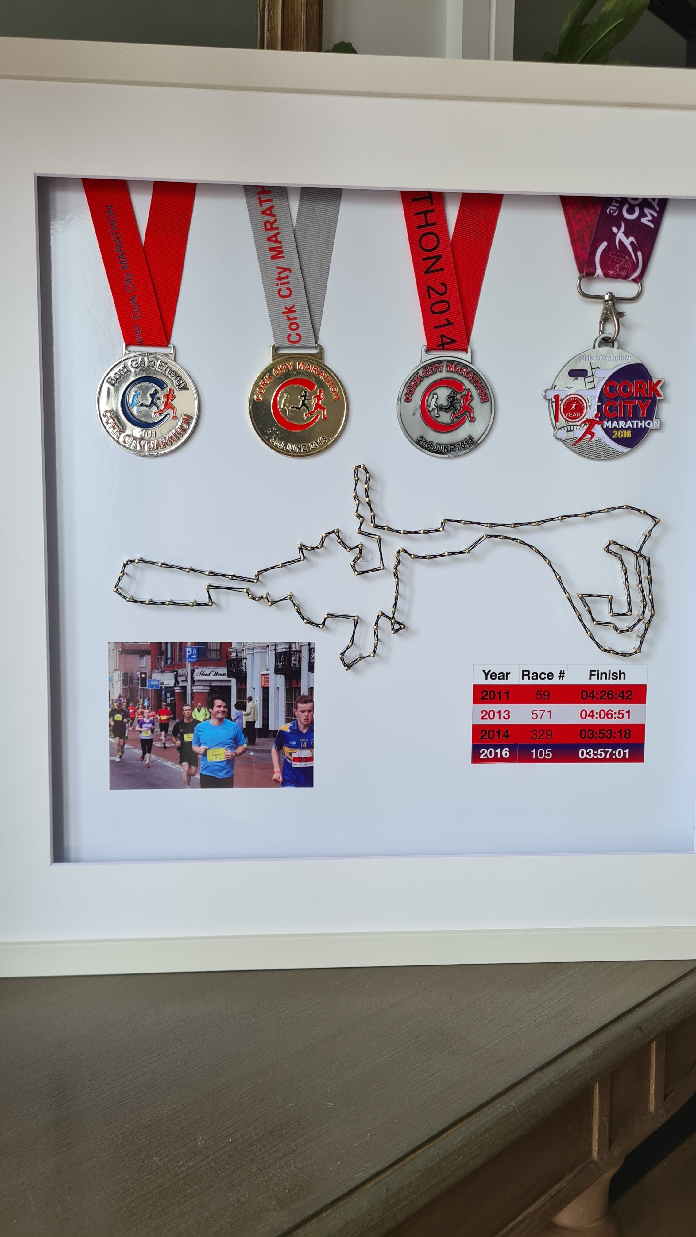 Framed Marathon Medal with String Route
