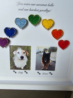 Personalised Dog Remembrance Gift with Rainbow Coloured String Hearts