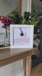 Framed Marathon Medal Over Skyline Drawing of Cork City