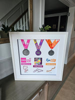 10k Running Race Medals Over Stringart Routes