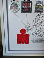 Framed Ironman Medals with Stringart Ironman Logo