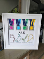 Quest Adventure Races Framed Medals with String Map Routes