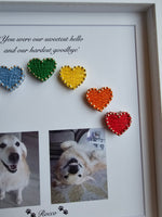 Personalised Dog Remembrance Gift with Rainbow Coloured String Hearts