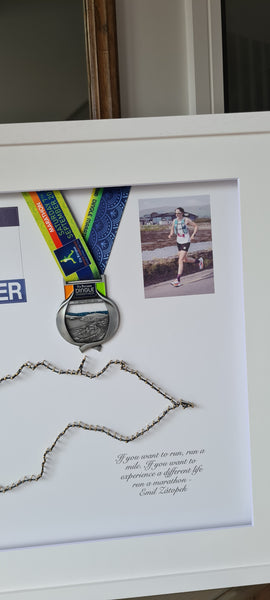 Framed Marathon Medal with String Route – All Strings Attached