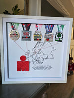 Framed Ironman Medals with Stringart Ironman Logo