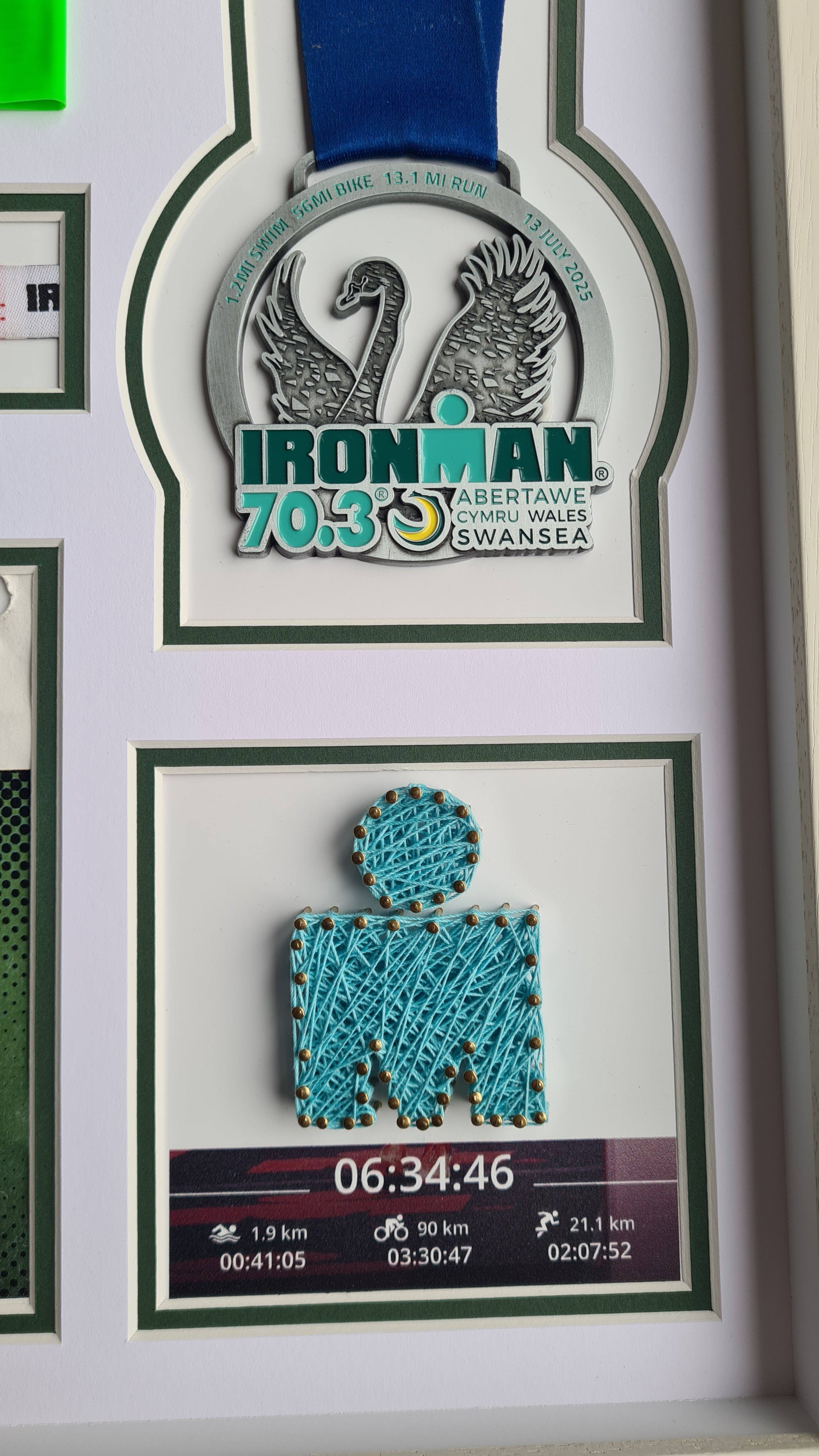 Iron-man Frame including medal, hat, race number and wrist band.