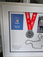 Framed Marathon Medal with String Route