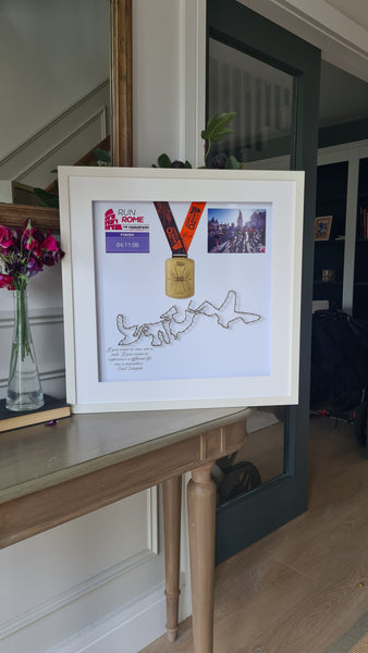 Framed Marathon Medal with String Route – All Strings Attached