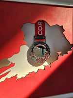 Framed Maraton Medal inside Cork Map